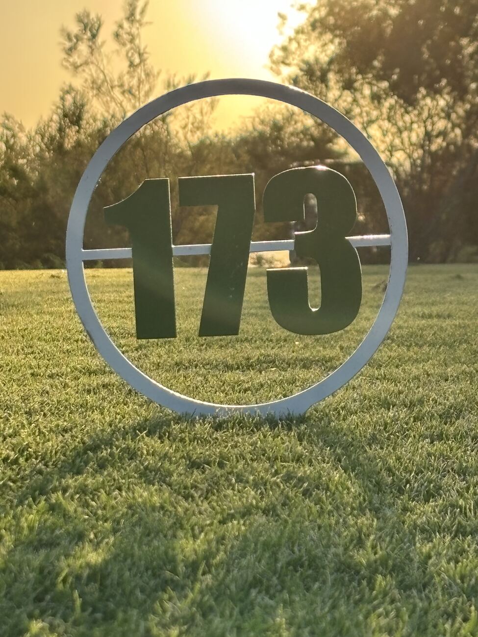The 173 tee marker, Kory's hole